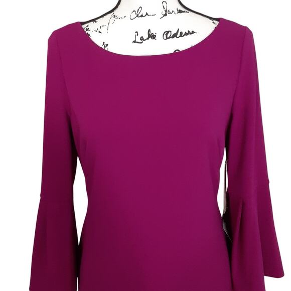 Eliza J Bell Sleeve Sheath Dress Magenta Pink Womens 10 Boat Neck NWT Cocktail - Picture 5 of 12
